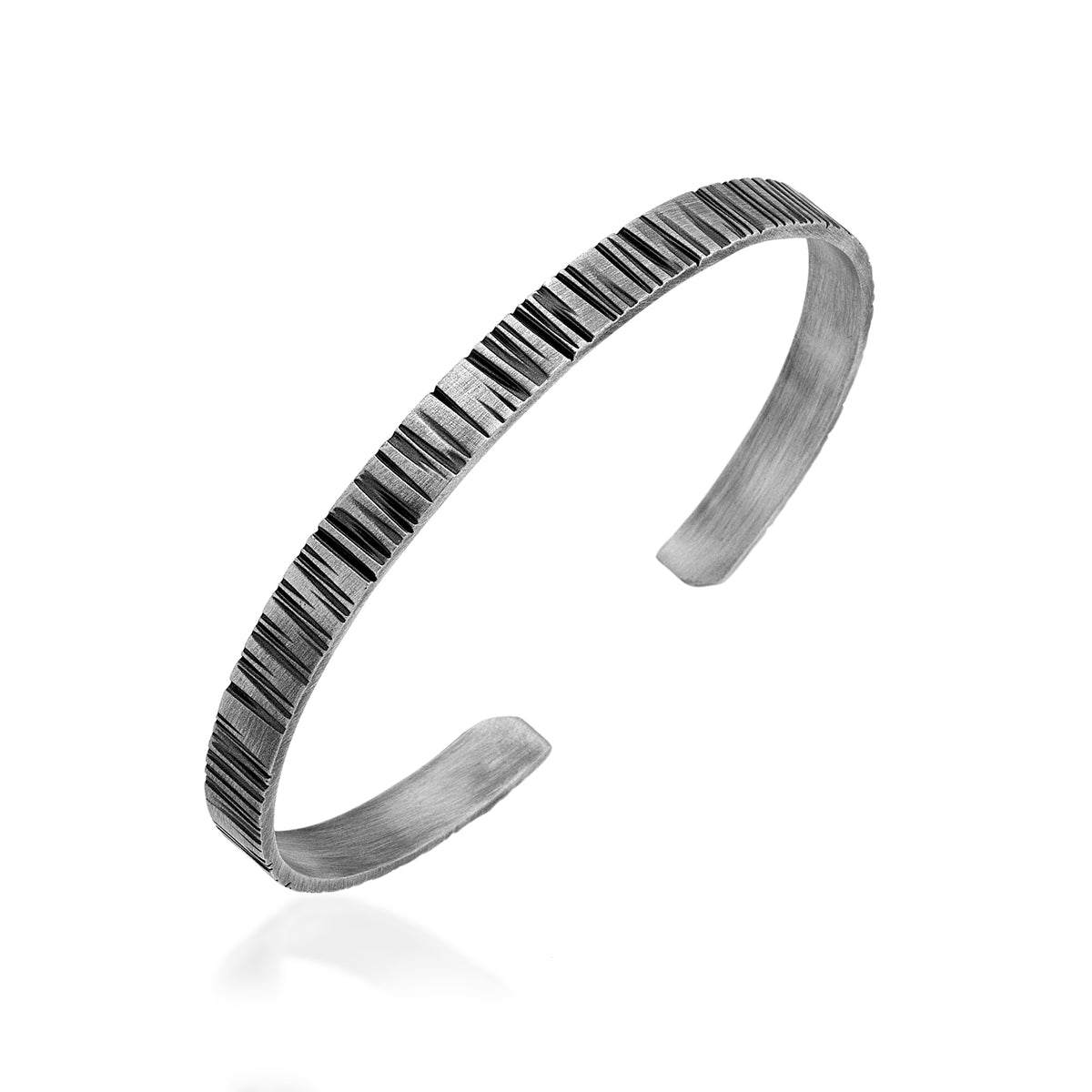 Skill Linear Engraved Sterling Silver Cuff Bracelet