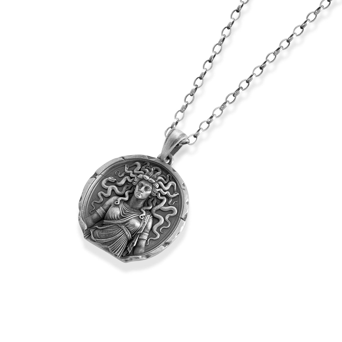 Medusa Gorgon Bust Medallion Necklace