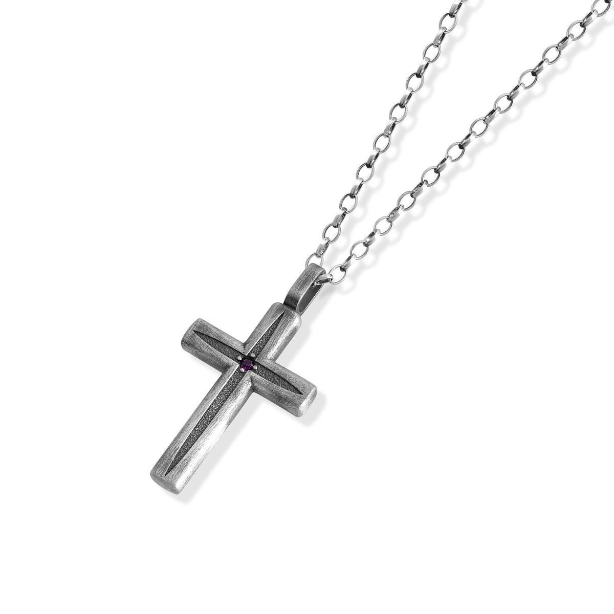 Ruby Accent Cross Necklace