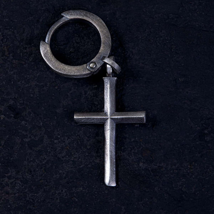 Gothic Cross Hoop Earring