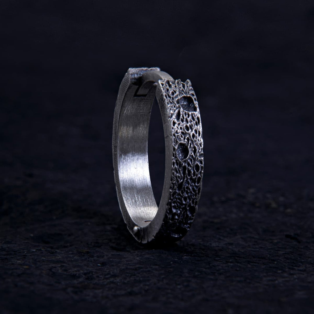 Lunar Crater Textured Hoop Earring