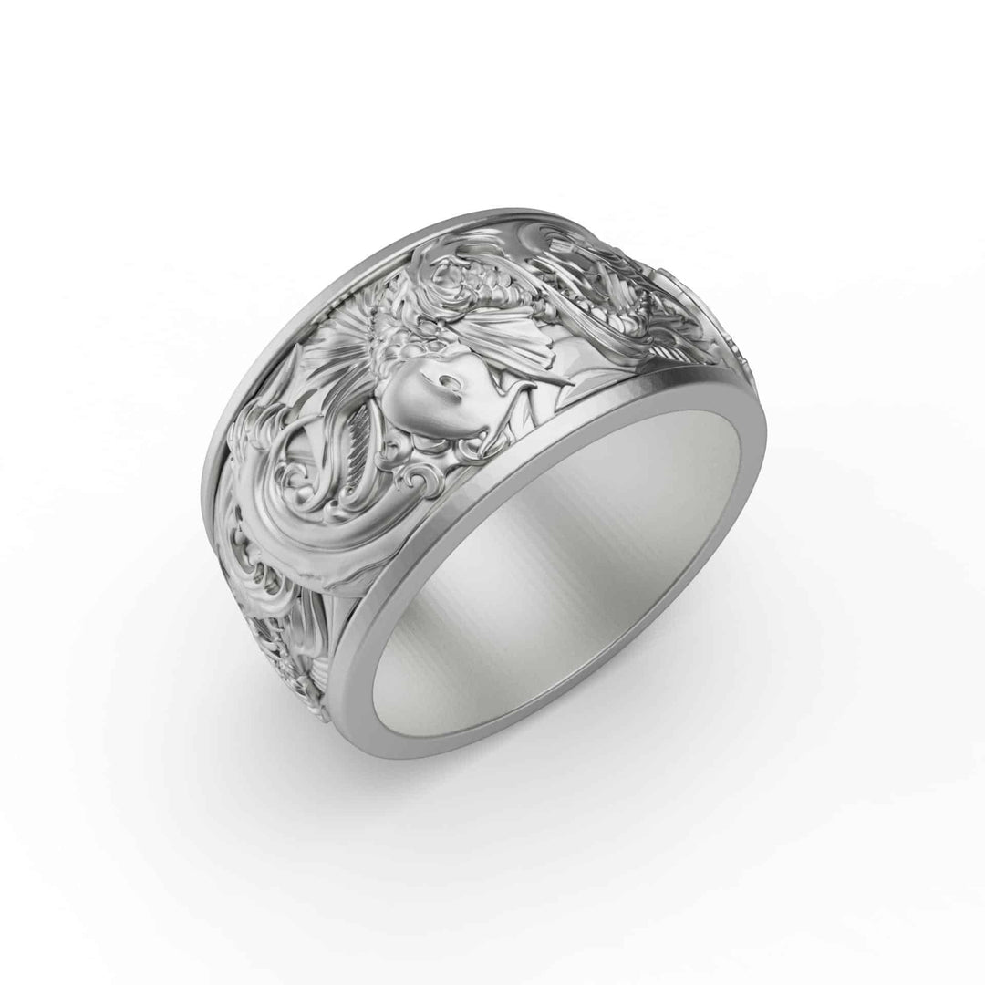Carp And Waves Band Ring