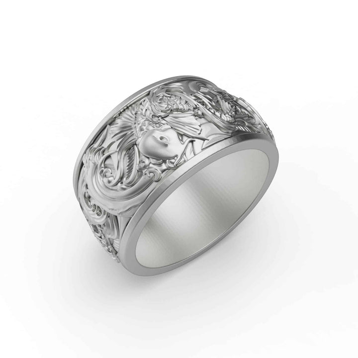 Carp And Waves Band Ring