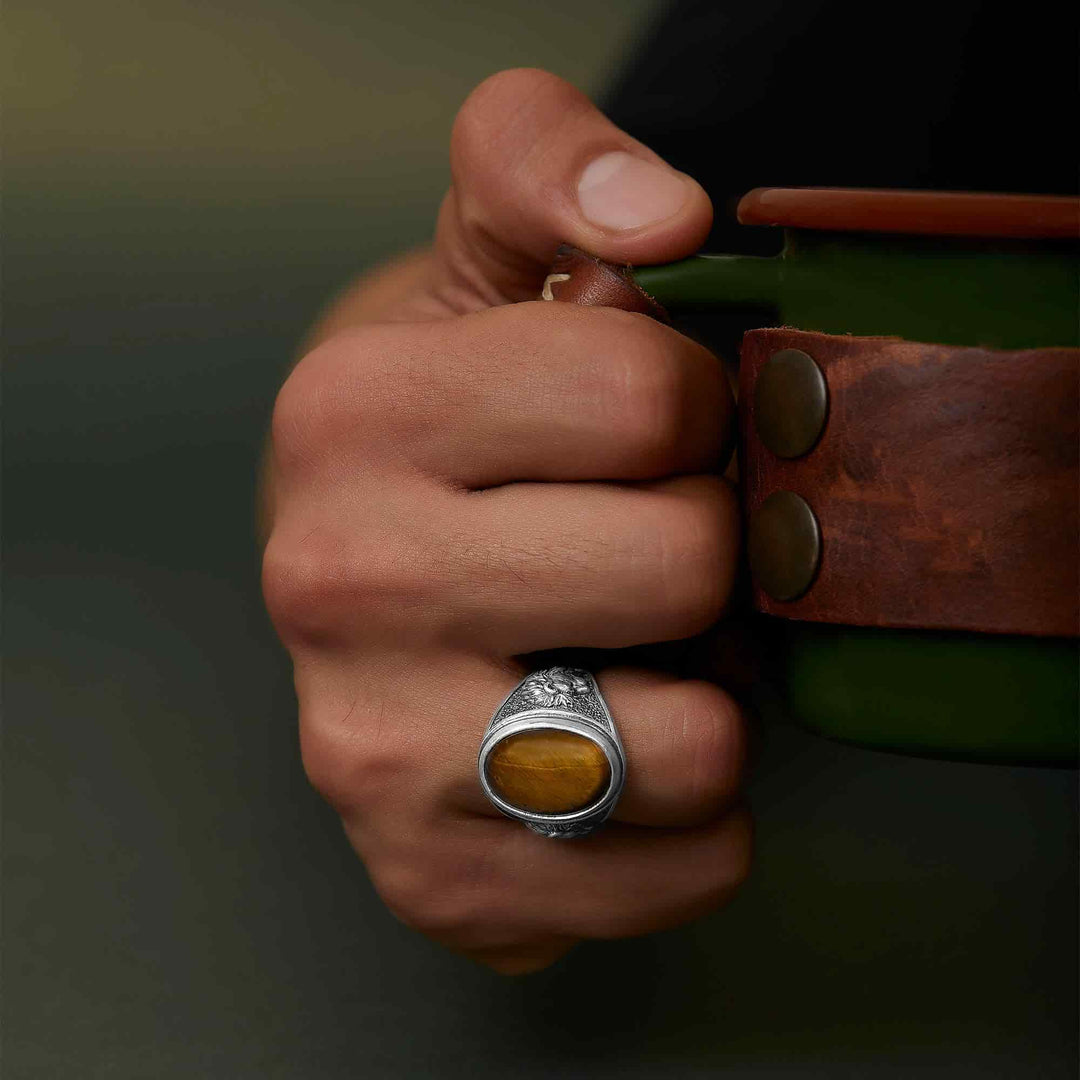 Lion Tiger Eye Gemstone Ring