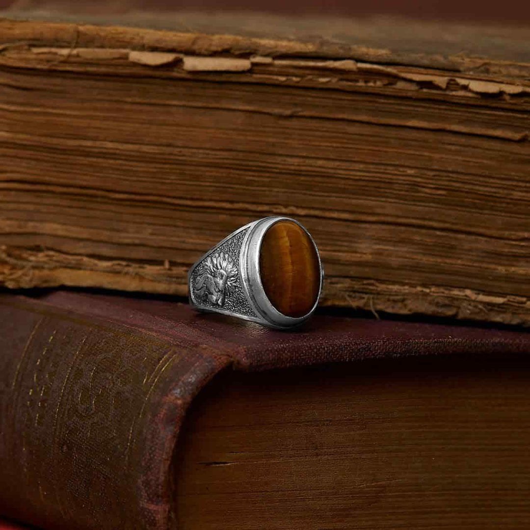Lion Tiger Eye Gemstone Ring