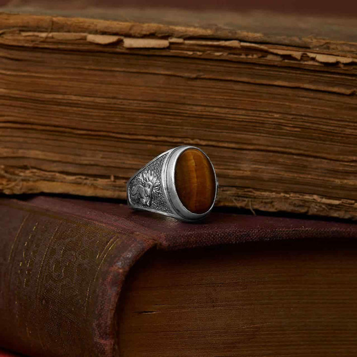 Lion Tiger Eye Gemstone Ring