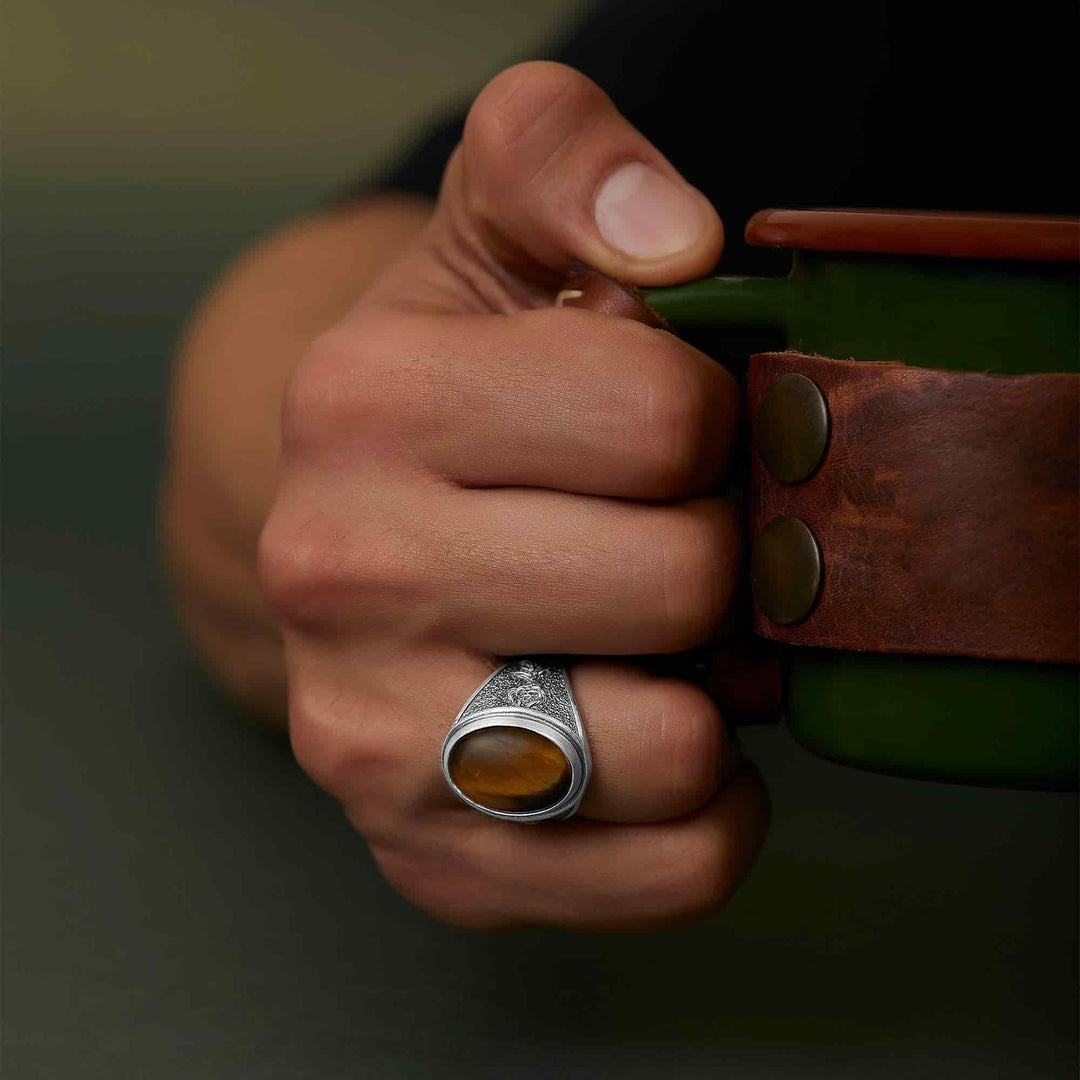 Phoenix Tiger Eye Gemstone Ring