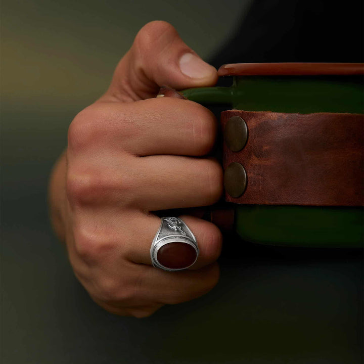 Poseidon Carnelian Gemstone Ring