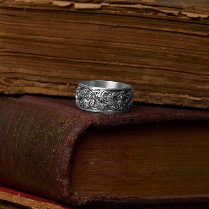 Carp And Waves Band Ring