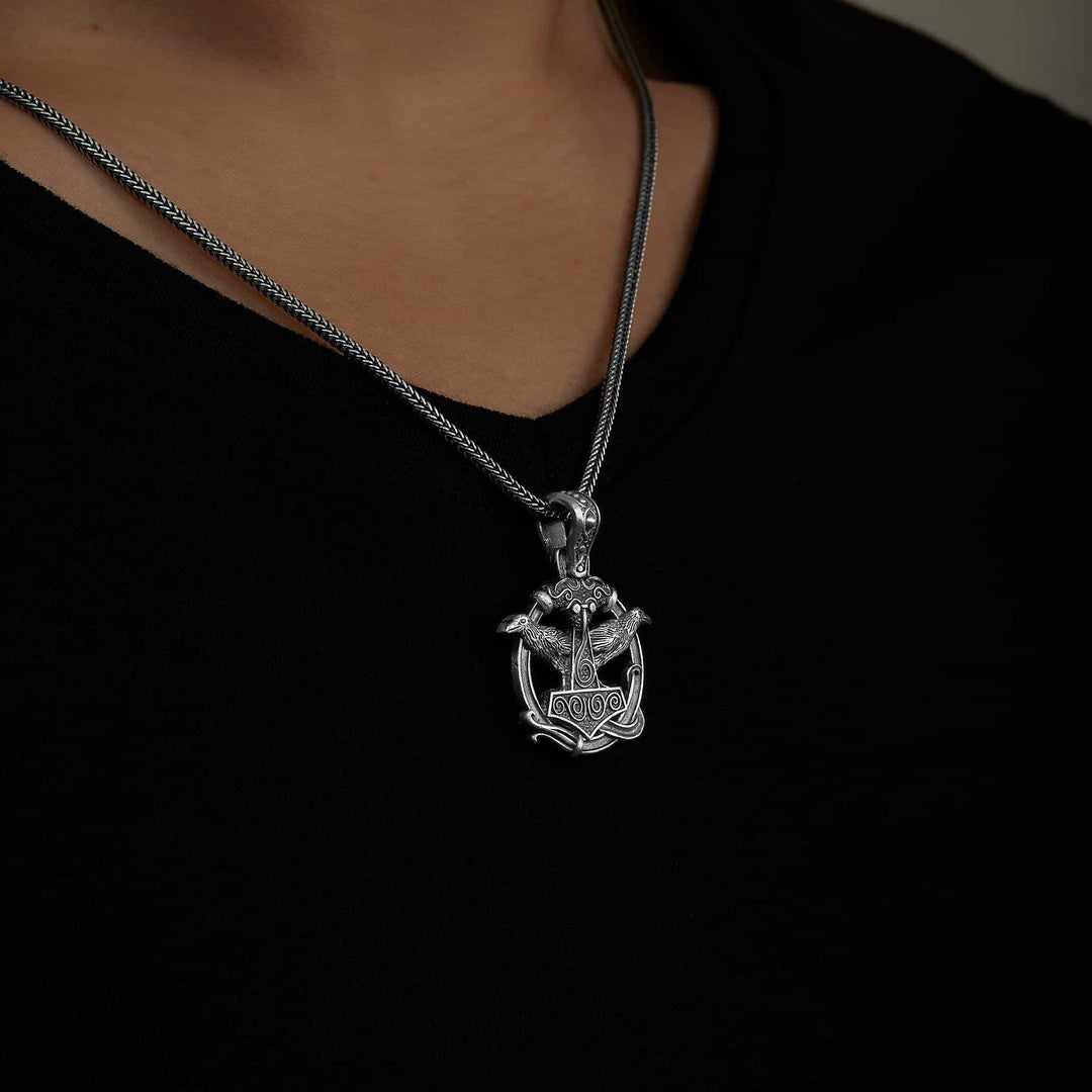 Crow Viking Hammer Necklace