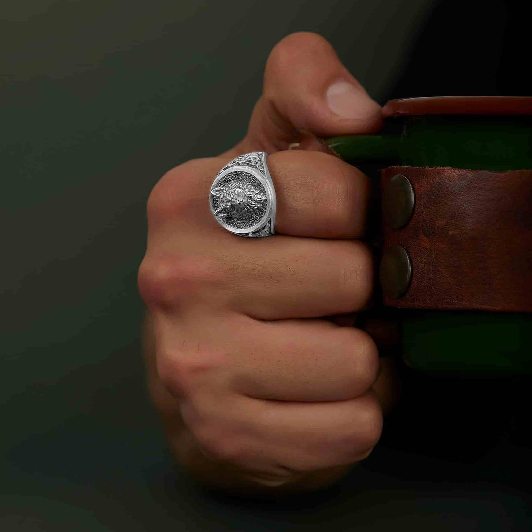 Wolf Head Signet Ring