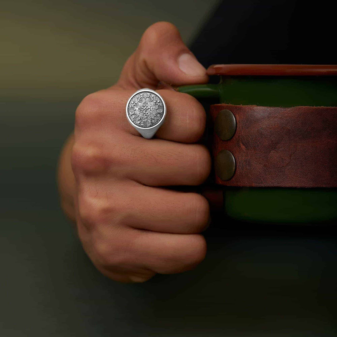 Rococo Floral Signet Ring