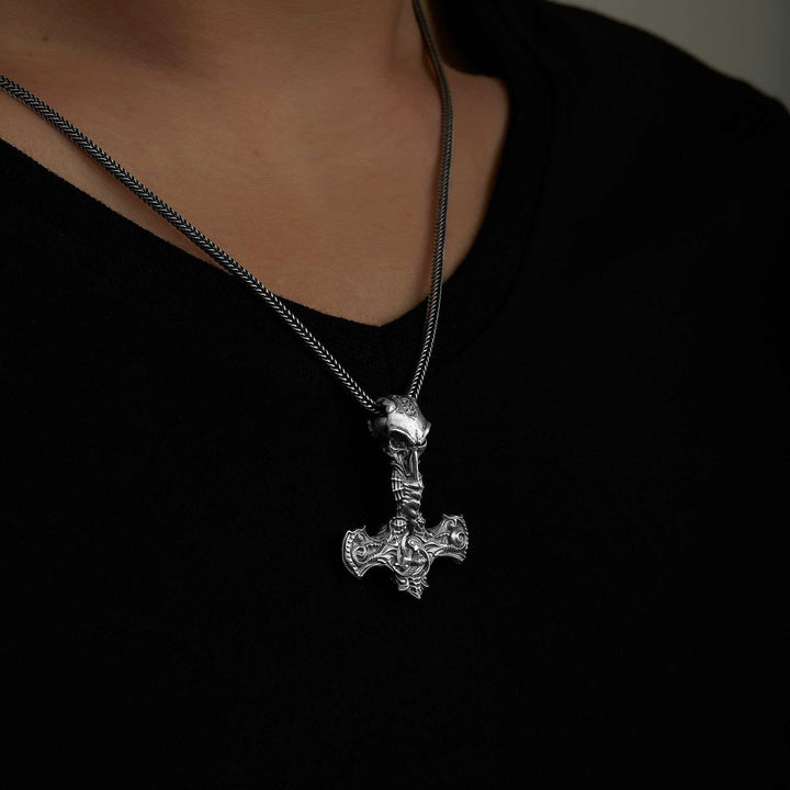 Thor Hammer Crow Necklace