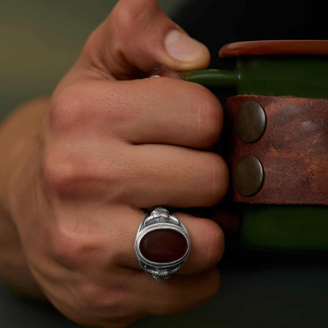 Taurus Bull Carnelian Gemstone Ring