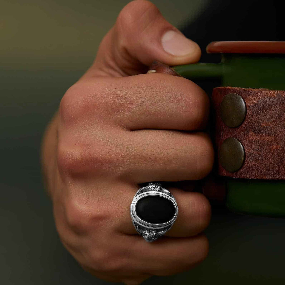 Taurus Bull Onyx Gemstone Ring