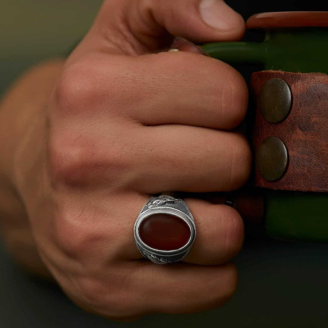 Wolf Carnelian Gemstone Ring