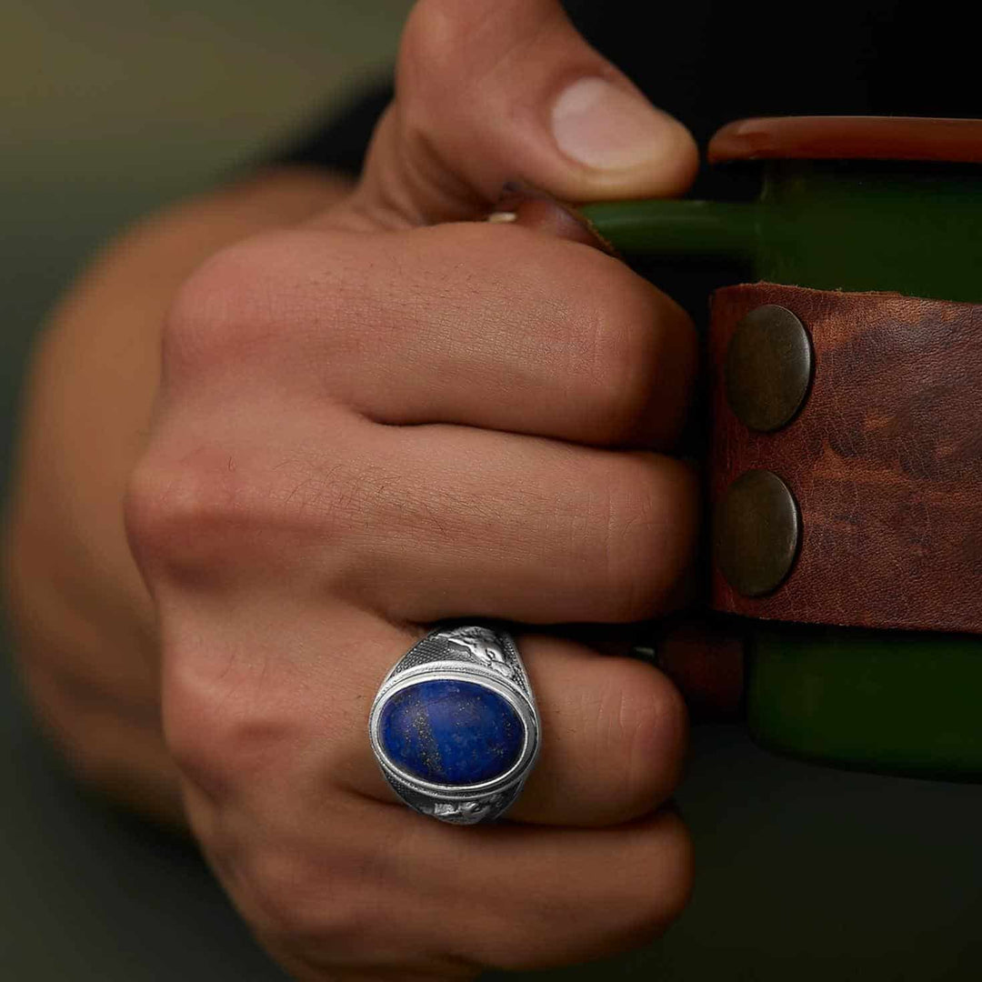 Wolf Lapis Gemstone Ring