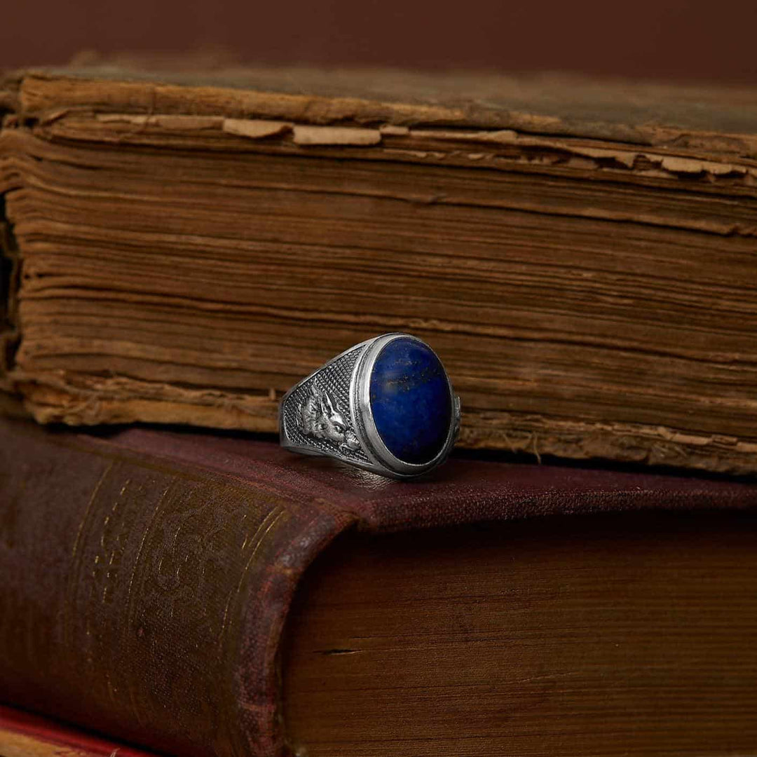 Wolf Lapis Gemstone Ring