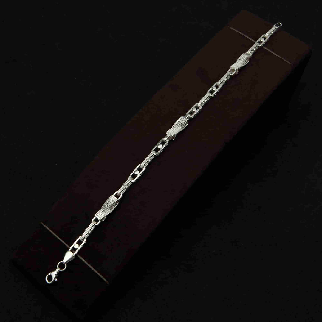 Silver Greek Decor Chain Bracelet