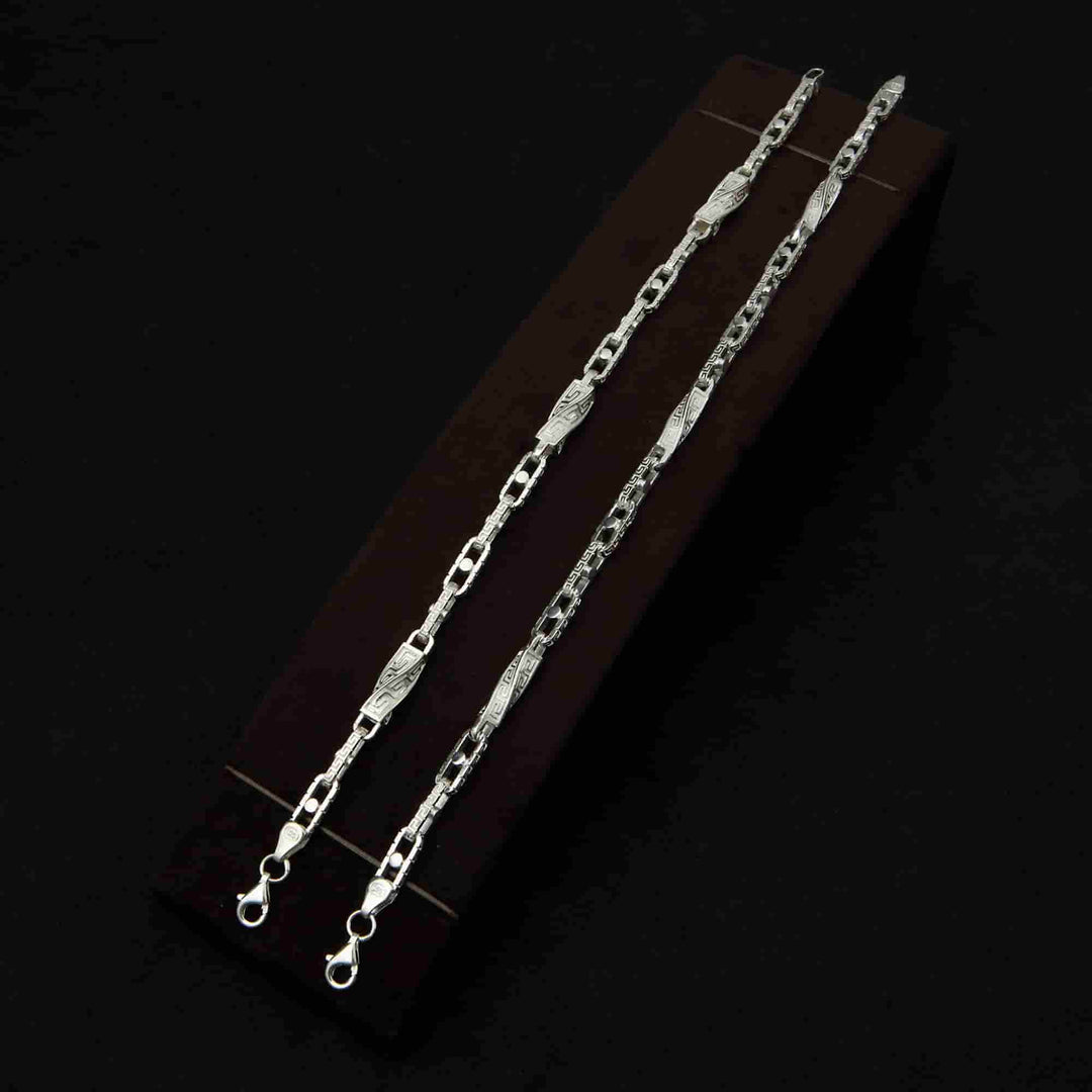 Silver Greek Decor Chain Bracelet