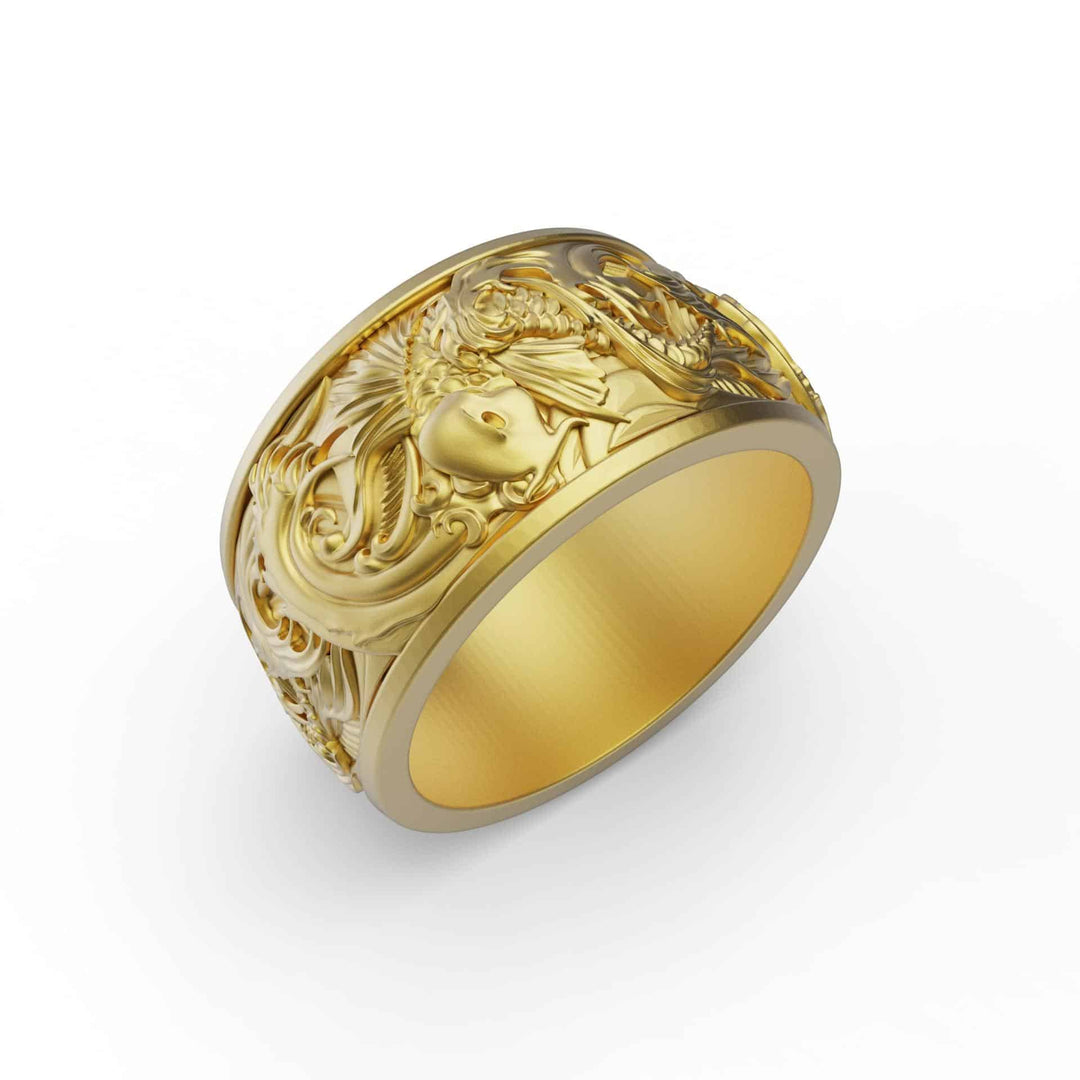 Carp And Waves Band Ring