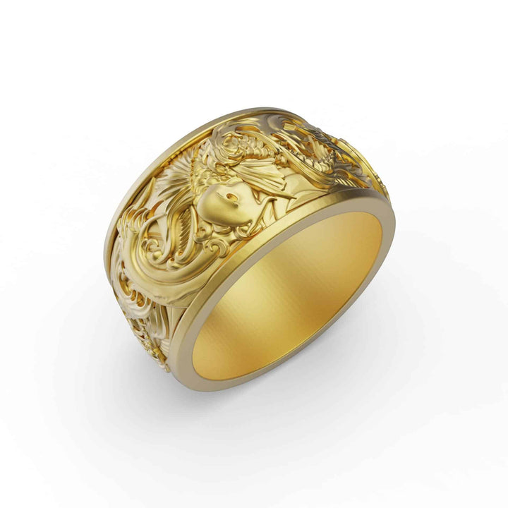 Carp And Waves Band Ring