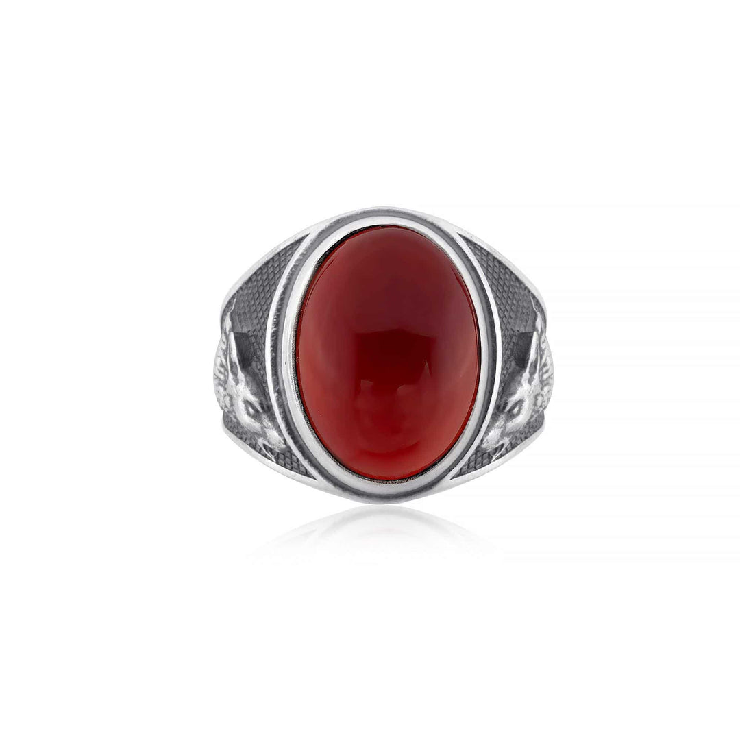 Wolf Carnelian Gemstone Ring