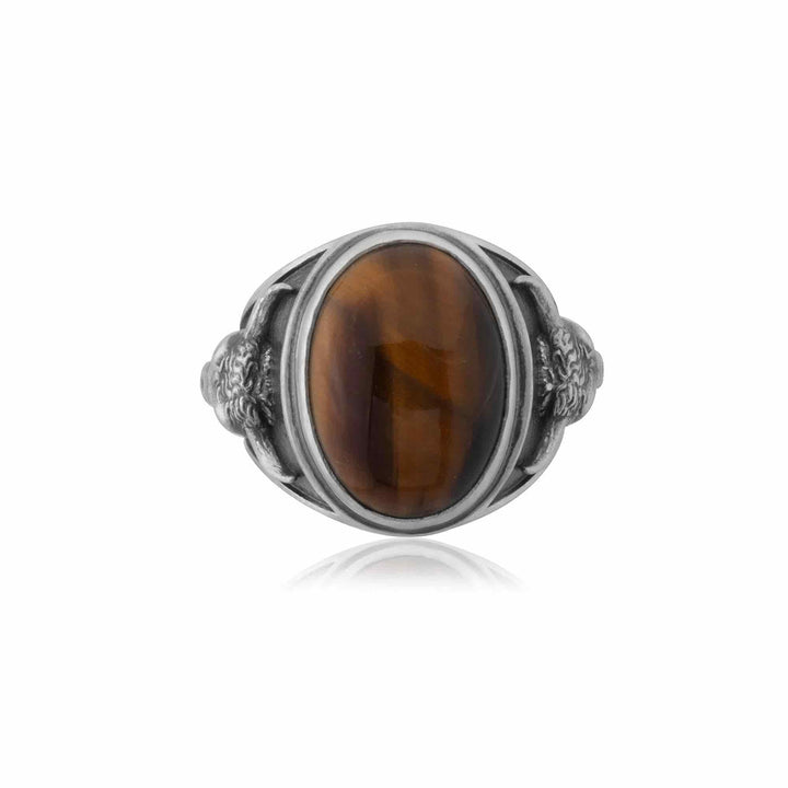 Taurus Bull Tiger Eye Gemstone Ring