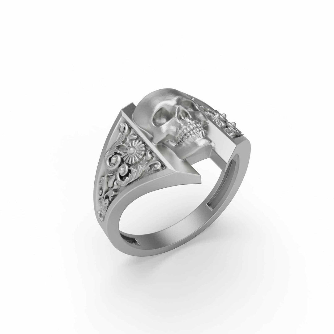 Patterned Skull Ring