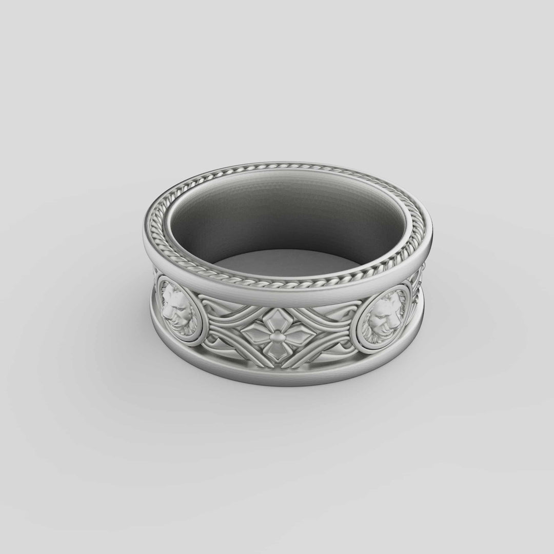Lion Head Band Ring