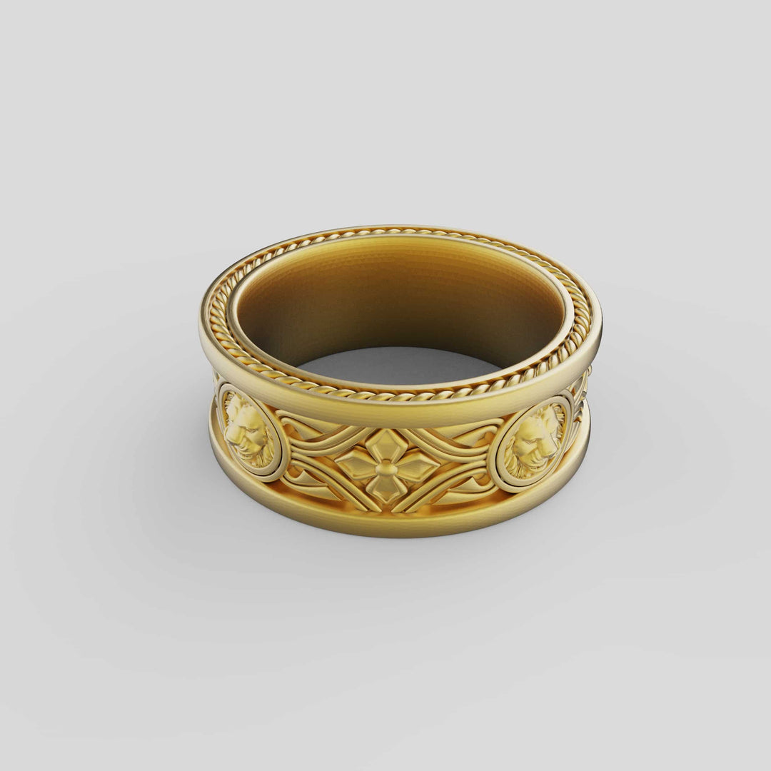 Lion Head Band Ring