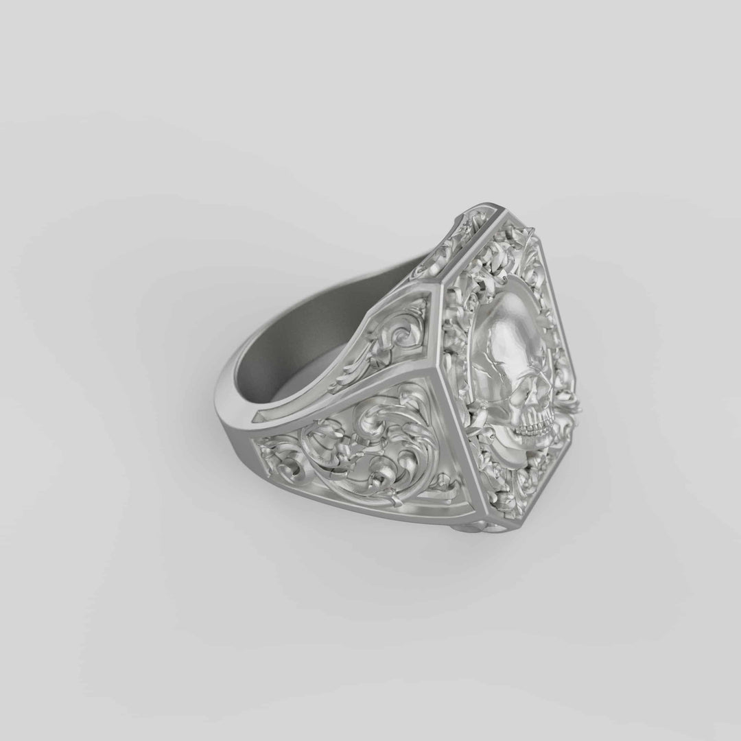 Baroque Skull Signet Ring