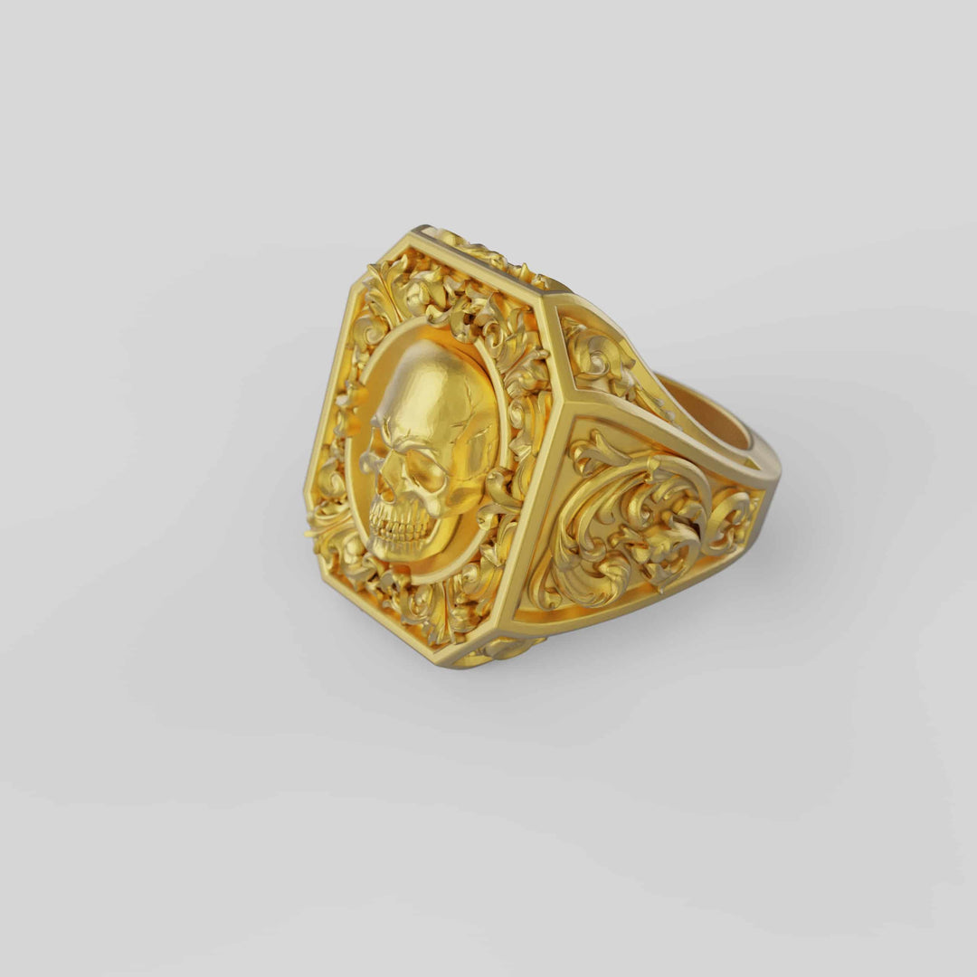 Baroque Skull Signet Ring