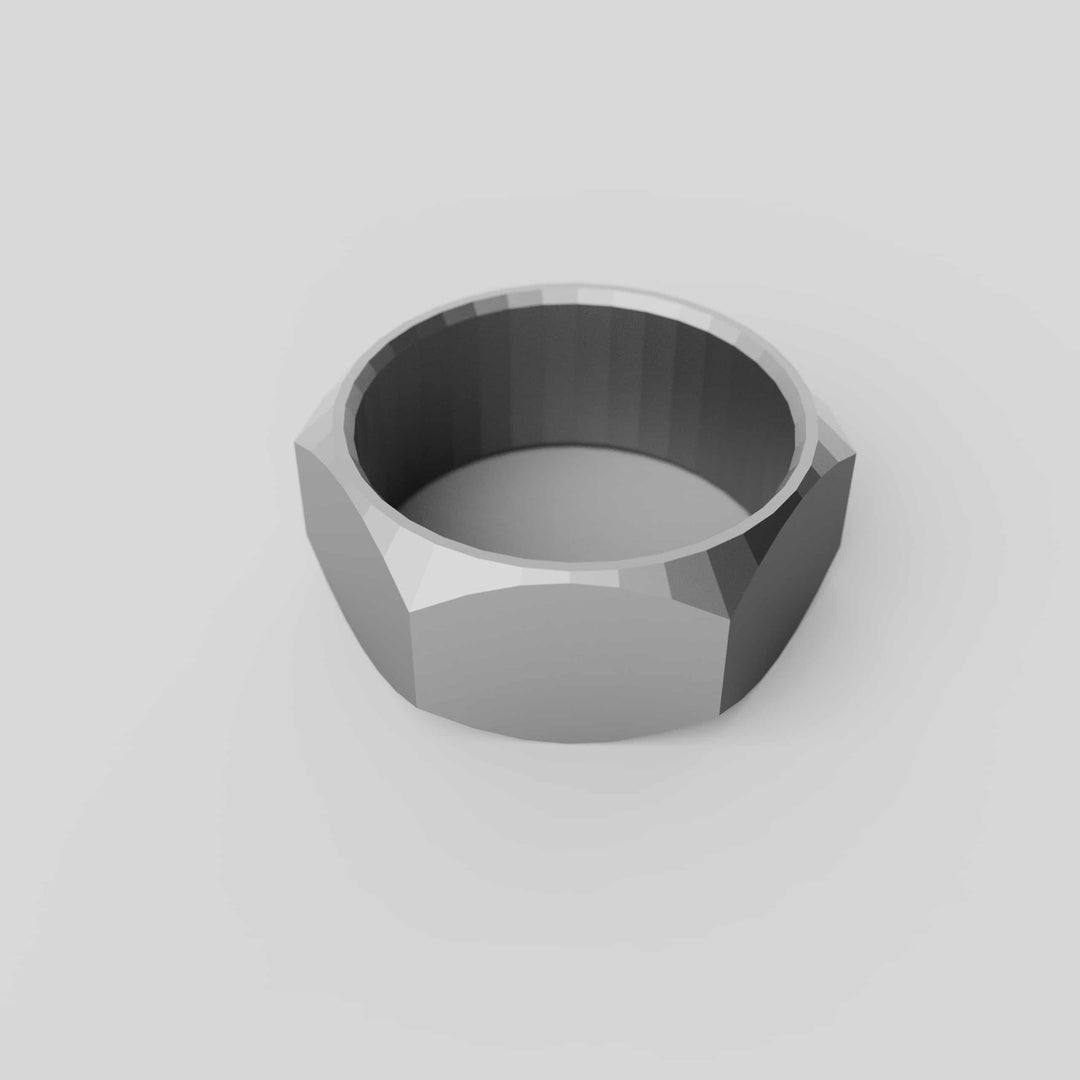 Hex Cut Geometric Band Ring
