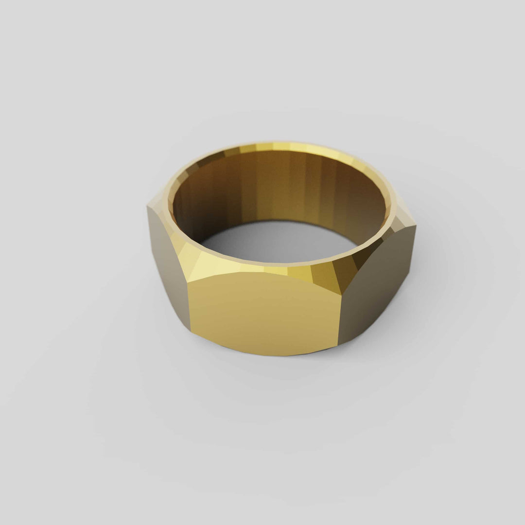 Hex Cut Geometric Band Ring