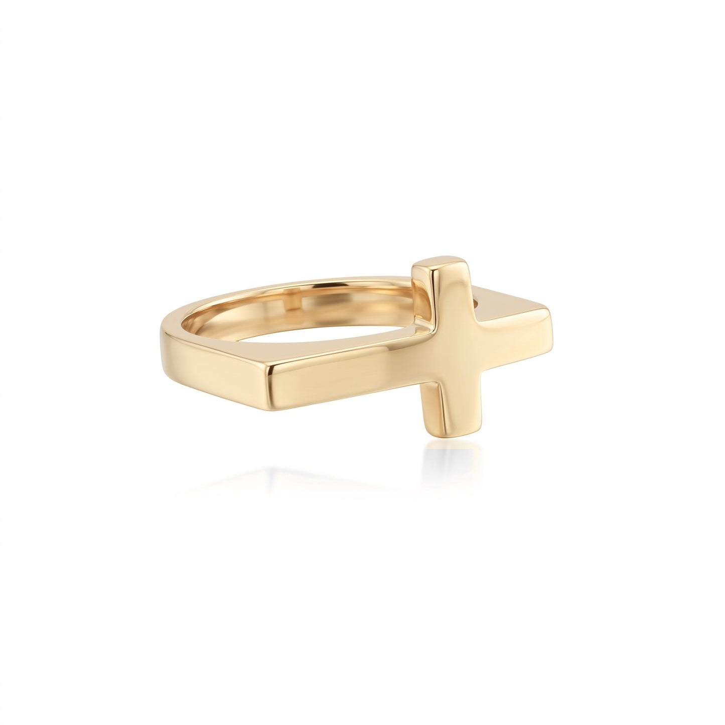 Minimal Cross Silver Ring
