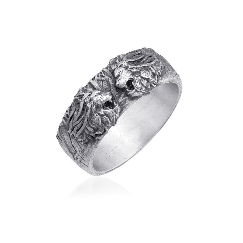 Double Lion Band Ring side view