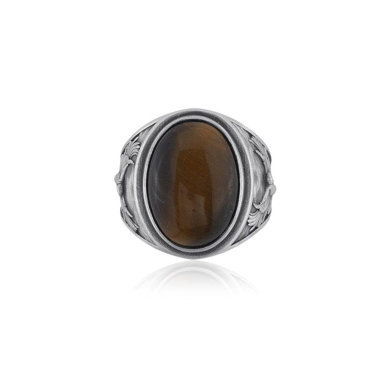 eagle tiger eye ring top view