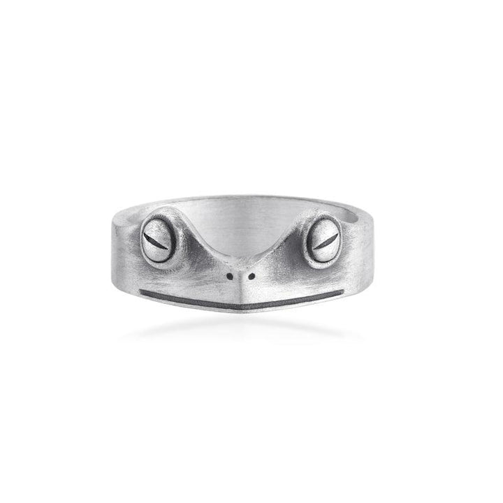 925 Sterling Silver Oxidized || hamibus frog ring top view