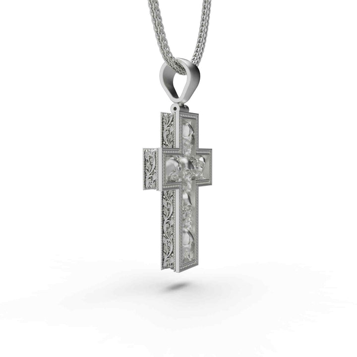 Skulls In Cross Necklace