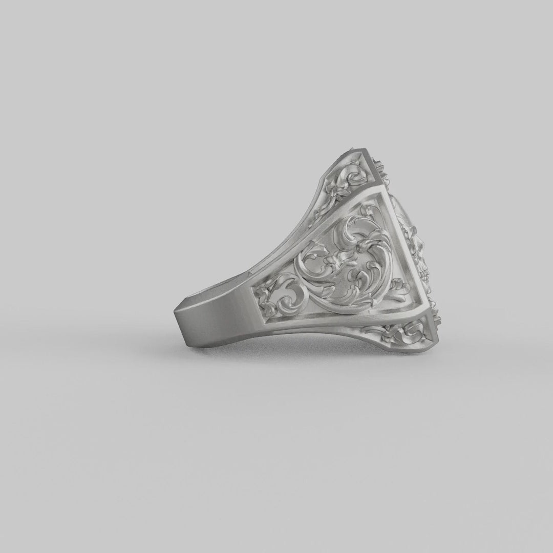 Baroque Skull Signet Ring