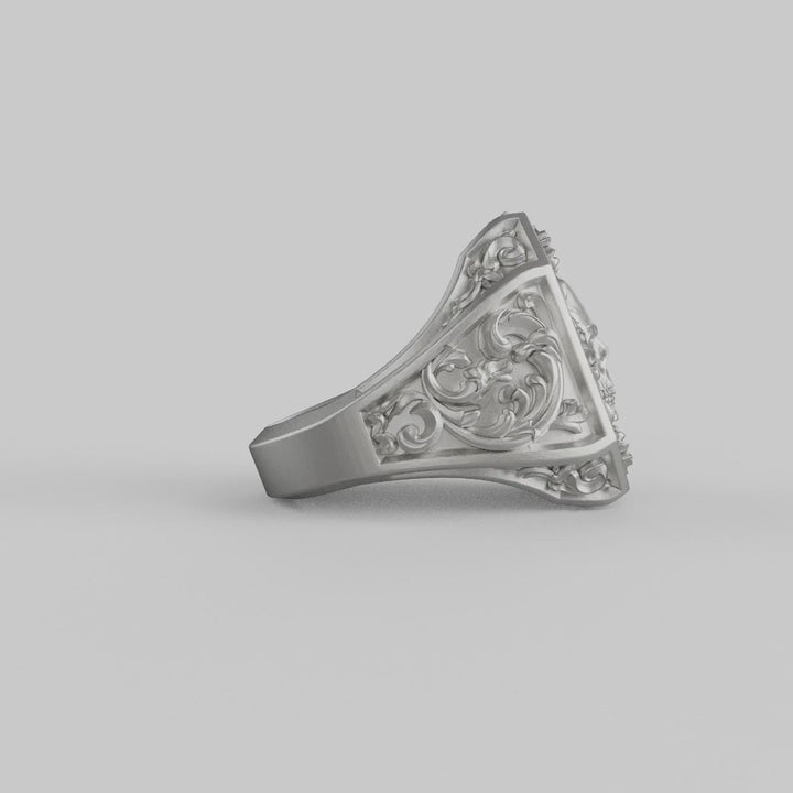 Baroque Skull Signet Ring