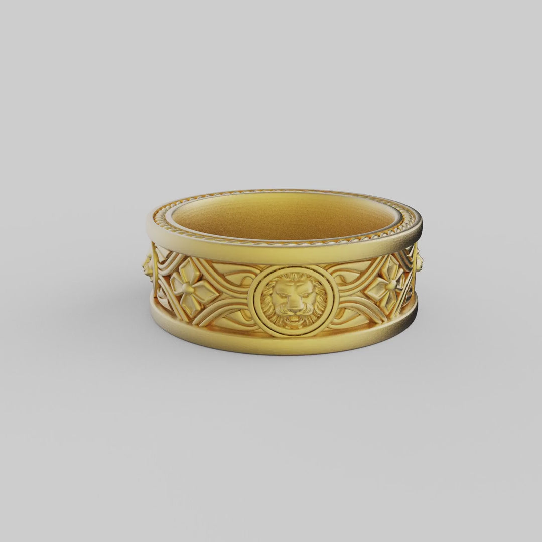 Lion Head Band Ring