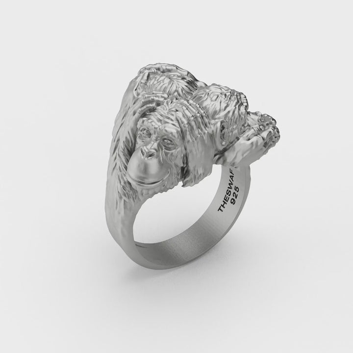 No See No Hear No Speak Evil Ring