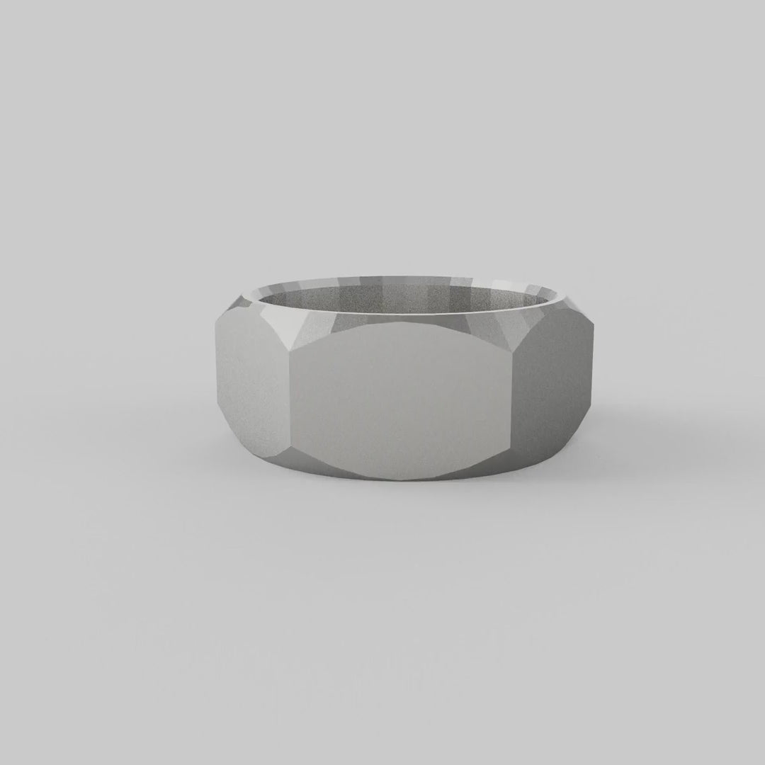 Hex Cut Geometric Band Ring