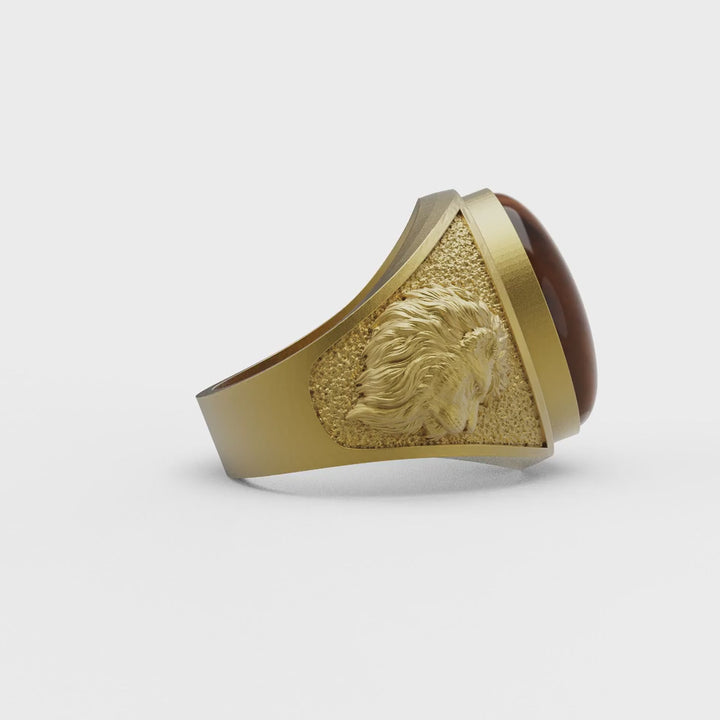 Lion Tiger Eye Gemstone Ring