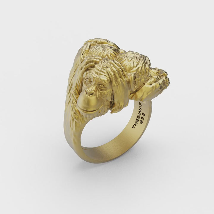 No See No Hear No Speak Evil Ring