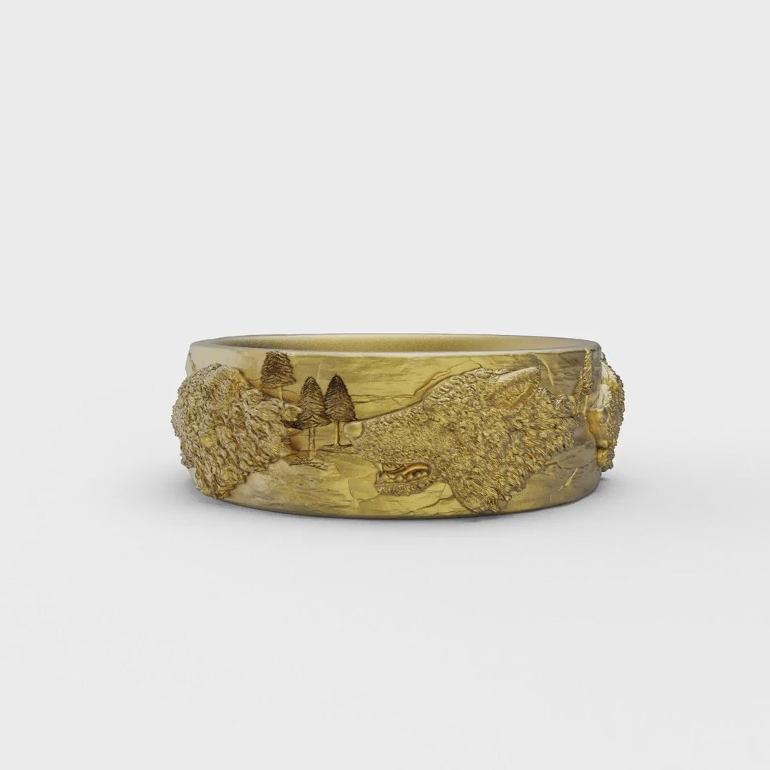 Wild Wolf Band Ring