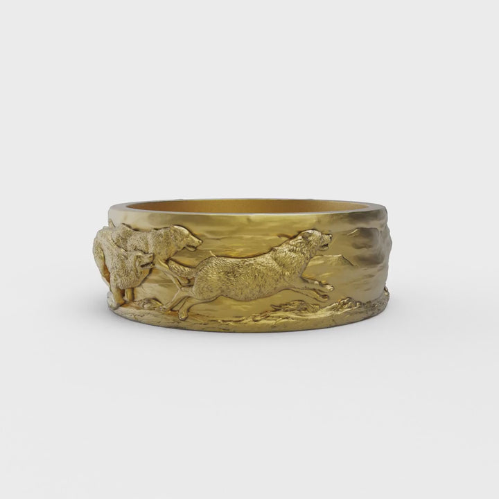 Wolf Family Band Ring