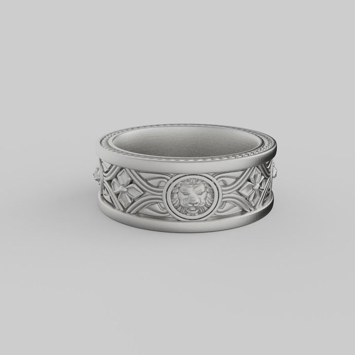 Lion Head Band Ring